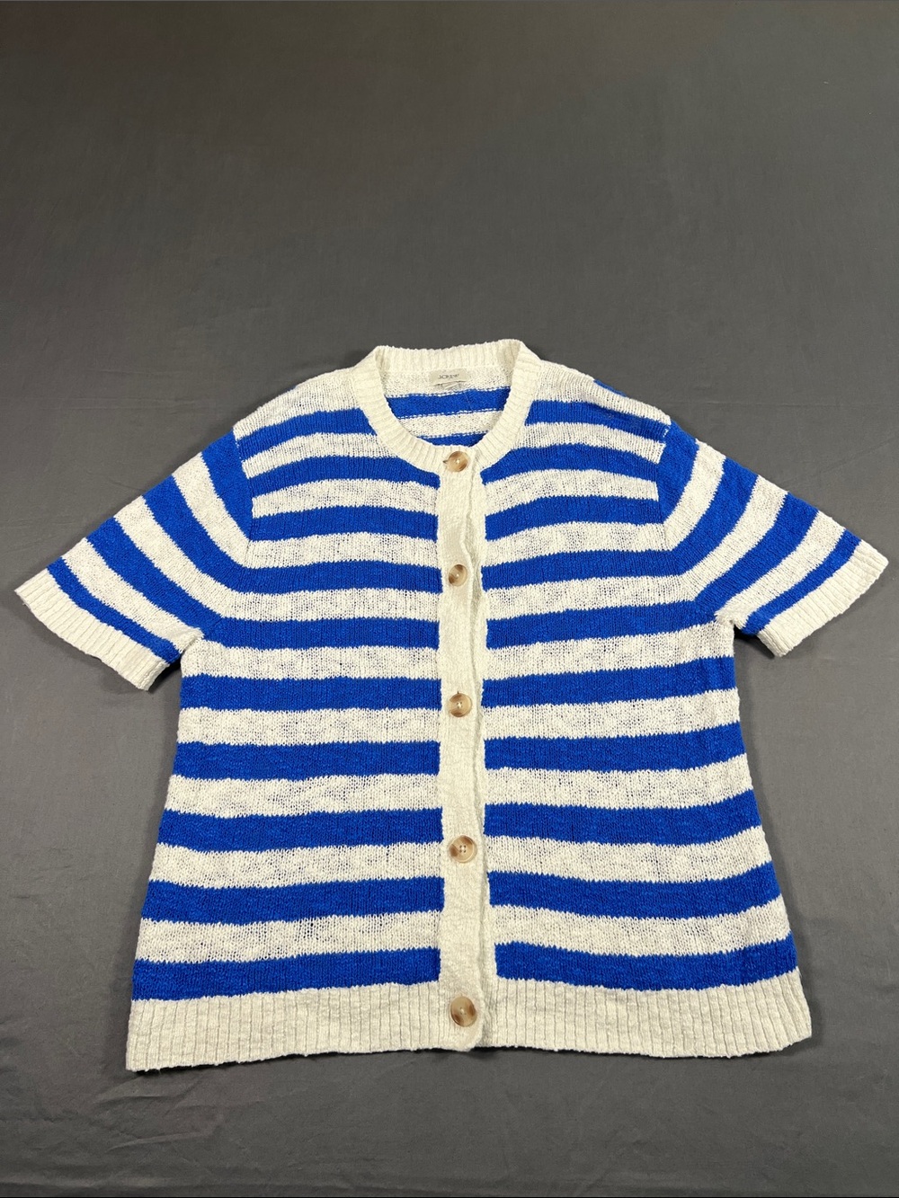 J. Crew Blue & Cream Striped Kids Button Cardigan